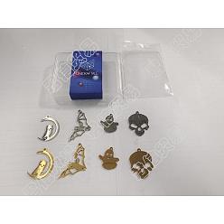 Golden & Stainless Steel Color 8Pcs 8 Style 201 Stainless Steel Pendants, Golden & Stainless Steel Color, 18~32x16~19x1mm, Hole: 1.5mm, 1pc/style