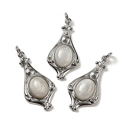 Moonstone Natural Moonstone Pendants, Teardrop Charms with Rack Plating Platinum Tone Brass Findings, Cadmium Free & Lead Free, 30x14.5x5.7mm, Hole: 2.7mm