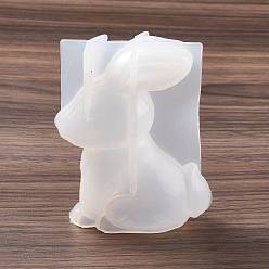 Rabbit 3D Figurine Silicone Molds, Resin Casting Molds, for UV Resin & Epoxy Resin Craft Making, White, Rabbit Pattern, 56x36x75mm