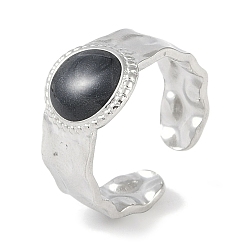 Нержавеющая Сталь Цвет 304 эмалированные плоские круглые манжетные кольца из нержавеющей стали, широкие открытые кольца для женщин, цвет нержавеющей стали, 11.5 мм