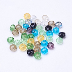 Mixed Color Mixed Glass Beads, Large Hole Beads, Faceted Rondelle, Mixed Color, 8x5mm, Hole: 3mm