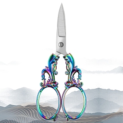 Rainbow Color Stainless Steel Scissors, Embroidery Scissors, Sewing Scissors, with Zinc Alloy Handle, Rainbow Color, 135x57mm