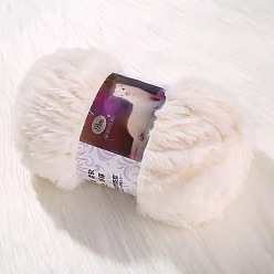 Blanc Floral Fils de polyester et de nylon, fil épais en laine de vison imitation fourrure, pour le tricot de bricolage manteau doux écharpe, floral blanc, 13mm, environ 32.81 yards (30m)/écheveau