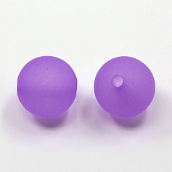 Medium Orchid Round Transparent Acrylic Beads, Frosted, Medium Orchid, 10mm, Hole: 2mm, about 880pcs/500g