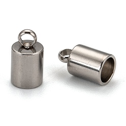 Stainless Steel Color 304 Stainless Steel Cord Ends, Stainless Steel Color, 8.7x5mm, Hole: 1.7mm, 4mm Inner Diameter