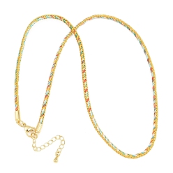 Разноцветный Изготовление ожерелий из плетеного поликоттонового шнура, с латунными выводами и 303 застежками из лобстера из нержавеющей стали, реальный 18 k позолоченный, красочный, 18.11~18.19 дюйм (46~46.2 см)