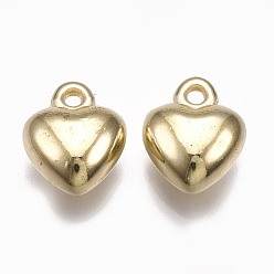 Light Gold CCB Plastic Charms, Heart, Light Gold, 11.5x9.5x5.5mm, Hole: 1.5mm
