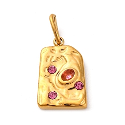 Роза 304 прелести нержавеющей стали, со стразами, ионное покрытие (ip), реальный 14 k позолоченный, прямоугольные, роза, 17x10.5x3.5 мм, отверстие : 5x3 мм