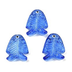 Королевский синий Прозрачные стеклянные эмалевые бусины, рыба, королевский синий, 21.5x18x7 мм, отверстие : 1.5 мм
