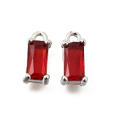 Серебро Латунь стекло кулоны, прямоугольник амулеты, граненые, стойки покрытие, долговечный, без свинца и без кадмия, прозрачные, серебряные, 11x5x4 мм, отверстие : 1.4 мм