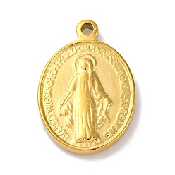 Золотой 201 подвески из нержавеющей стали, овал с подвеской девы марии, религия, золотые, 19x13x2.5 мм, отверстие : 1.6 мм
