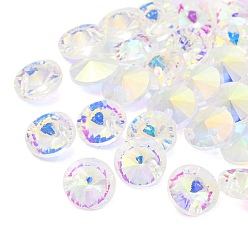 Clear AB Glass Charms, Faceted, Cone, Clear AB, 8x4mm, Hole: 1~1.2mm