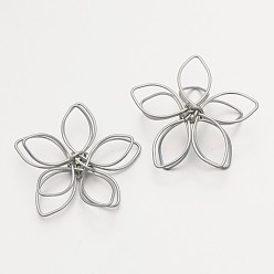 Platinum Iron Flower Wire Wrapped Pendants, Platinum, 30x30x6mm