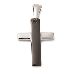 Черный Цвет Металла 304 подвески из нержавеющей стали, с 201 подвесными дужками из нержавеющей стали, крестик, металлический черный , 30x22x3.5 мм, отверстие : 9x44 мм