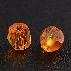 Dark Orange Faceted Transparent Glass Round Beads, Dark Orange, 3mm, Hole: 0.5mm, about 600pcs/bag