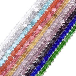 Mixed Color Cat Eye Beads Strands, Star, Mixed Color, 7.5x8x3mm, Hole: 0.9mm, about 53~54Pcs/strand, 14.57~14.76 inch(37~37.5cm)
