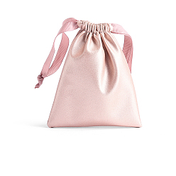Misty Rose Imitation Leather Storage Bags, Drawstring Pouches Packaging Bag, Rectangle, Misty Rose, 11.5x9.5cm