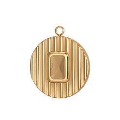 Настоящее золото 14K 304 Настройки из нержавеющей стали горный хрусталь, плоско-круглые, ионное покрытие (ip), реальный 14 k позолоченный, 19x17 мм, Размер лотка: 6x4 мм