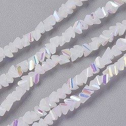 White Imitation Jade Glass Beads Strands, Faceted, Triangle, AB Color Plated, White, 3~3.5x2~3x2~3mm, Hole: 0.7mm, about 176~180pcs/strand, 13.4~15.3 inch(34~39cm)