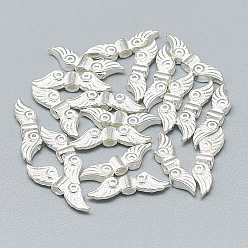 Silver 925 Sterling Silver Beads, Wing, Silver, 4x14x2.5mm, Hole: 1mm