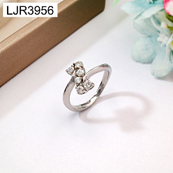 Bowknot 316 Кольца для пальцев из хирургической нержавеющей стали и латуни с микропаве из прозрачного кубического циркония, цвет нержавеющей стали, бантом, размер США 7 (17.3 мм)