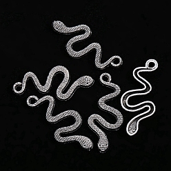 Antique Silver Alloy Pendants, Snake, Antique Silver, 31x14mm