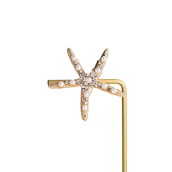 Золотой Сплав зажимами волос, аксессуары для волос для женщин, морская звезда, золотые, 50x50 мм