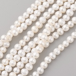 Seashell Color Natural Cultured Freshwater Pearl Beads Strands, Potato, Seashell Color, 7~8x6~7mm, Hole: 0.5mm, about 55pcs/strand, 14.1 inch(36cm)