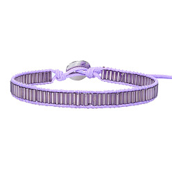 8 Glass Tube Beaded Handmade Bracelet with Waxed Thread - Handcrafted, Weave, Handmade.