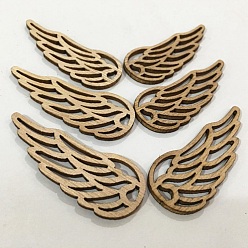 BurlyWood Angel Wings Wood Chips, Wooden Patches, for DIY Crafts Accessories, BurlyWood, 60x25mm