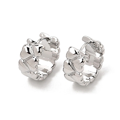 Platinum Brass Hoop Earrings for Women, Heart, Platinum, 17.5x8mm