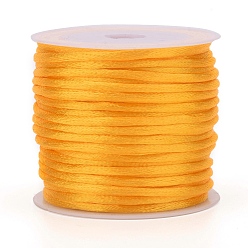 Gold 30M Nylon Rattail Satin Cord, Beading String, for Chinese Knotting, Jewelry Making, Gold, 1mm, about 32.81 Yards(30m)/Roll