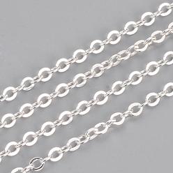 Silver Brass Cable Chains Necklace Making, Silver Color Plated, 23.6 inch(60cm)