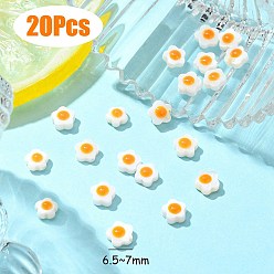 Оранжевый Естественных пресноводных стеклянные бусы, односторонняя с эмалью, цветок, оранжевые, 6.5~7x6.5~7x3 мм, отверстие : 0.7 мм