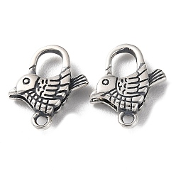 Antique Silver 925 Thailand Sterling Silver Lobster Claw Clasps, Bird, with 925 Stamp, Antique Silver, 16.5x14x4mm, Hole: 1.6mm
