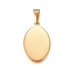 Golden 304 Stainless Steel Pendants, Stamping Blank Tag, Oval, Golden, 31.5x20x1.5mm, Hole: 10x4.5mm