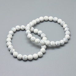 Синтетическая Бирюза Браслеты из синтетической бирюзовой яшмы с бусинами, круглые, 2 дюйм ~ 2-3/8 дюйм (5~6 см), бусина : 5.8~6.8 mm