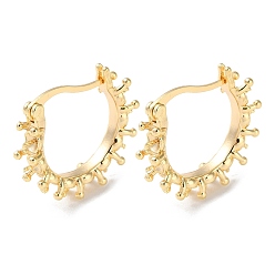 Real 18K Gold Plated Brass Hoop Earrings Finding, for Half Drilled Beads and Rhinestone, Real 18K Gold Plated, 19x4.5x20.5mm, Pin: 1x0.6mm, Fit For 0.6mm Rhinestone