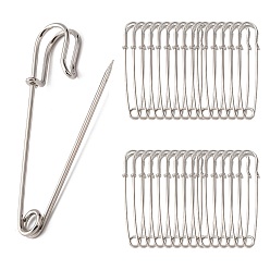 Platinum Iron Kilt Pins Brooch Findings, Platinum, 64mm long, 18mm wide, 6mm thick, hole: about 4mm