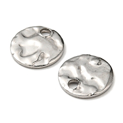 Stainless Steel Color 304 Stainless Steel Charms, Textured, Flat Round Charm, Stainless Steel Color, 8x1mm, Hole: 1.4mm