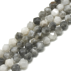 Eagle Eye Stone Natural Hawk's Eye Beads Strands, Eagle Eye Stone, Faceted, Round, 6~6.5x5.5~6x5.5~6mm, Hole: 1mm, about 60pcs/strand, 14.6 inch