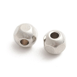 Stainless Steel Color 304 Stainless Steel Beads, Faceted, Round , Stainless Steel Color, 4x3.5x3.5mm, Hole: 1.4mm