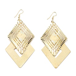 Golden Big Double Rhombus Dangle Earrings for Girl Women, Golden, 105mm, Pin: 0.8mm