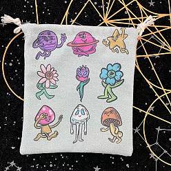 Planet Cloth Tarot Cards Storage Drawstring Bags, Tarot Desk Storage Holder, Planet Pattern, 18x13cm