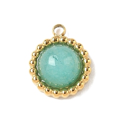 Амазонит Полукруглые подвески из натурального амазонита, с 304 фурнитурой из нержавеющей стали, реальный 18 k позолоченный, ионное покрытие (ip), 10.5x9x4.5 мм, отверстие : 1.2 мм
