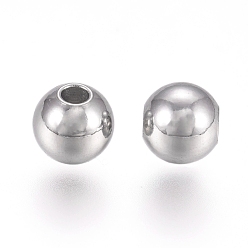 Stainless Steel Color 316L Surgical Stainless Steel Beads, Round, Stainless Steel Color, 4x3.5mm, Hole: 1.2mm
