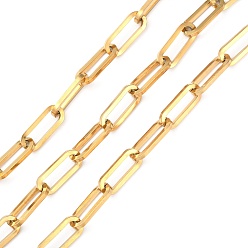 Golden 304 Stainless Steel Paperclip Chains, Drawn Elongated Cable Chains, Unwelded, with Spool, Golden, 18x7.5x1.6mm, about 32.8 Feet(10m)/roll