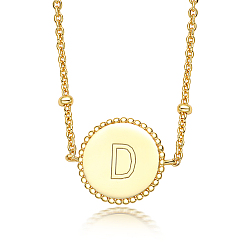 Letter D Golden Stainless Steel Pendant Necklaces, Initial Letter, Letter D, 15.75 inch(40cm)