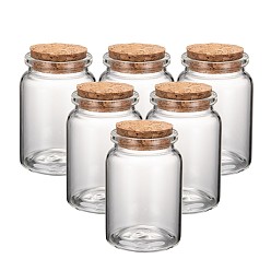 Clear Glass Jar Glass Bottles Bead Containers, with Cork Stopper, Wishing Bottle, Clear, 70x47mm, Hole: 33mm, Capacity: 121ml(4.09 fl. oz)