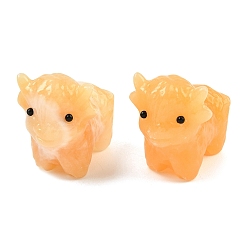 Old Yellow Jade Натуральная старинная фигурка высокогорной коровы из желтого нефрита., украшения для рабочего стола для домашнего офиса, микроландшафтный декор, 38~40x26.5~28x34~35 мм